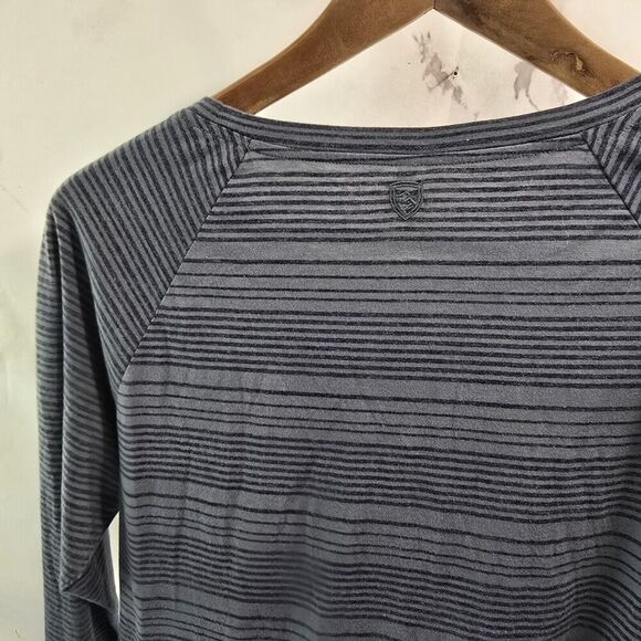 Kuhl Shirt Womens Medium Gray Rae Striped Long Sleeve Crew Neck Tee T Pocket - Picture 6 of 10